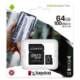 Pamięć KINGSTON Canvas microSDXC 64GB + adapter SD Kingston